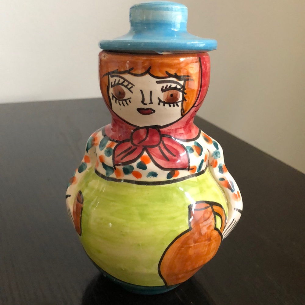 Honey Jar/Vase Ceramic Lady handmade. Portugal